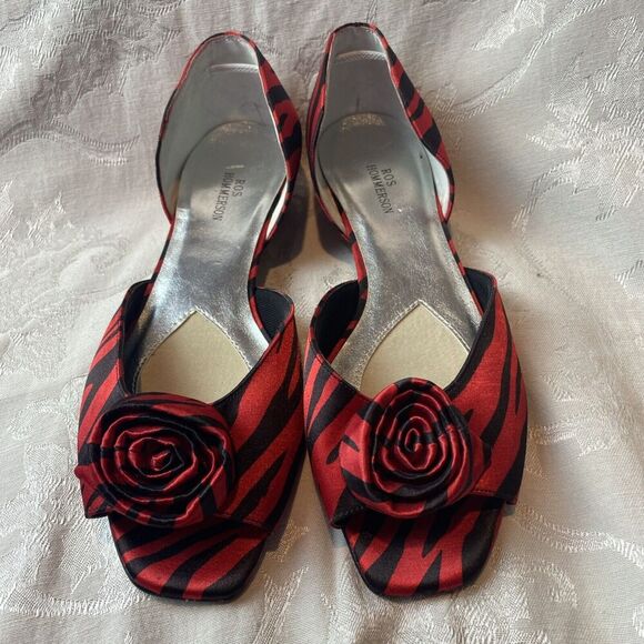 Ross Hommerson Monet Open Toe Zebra Print Dressy Flats Size 8.5 - Picture 7 of 10